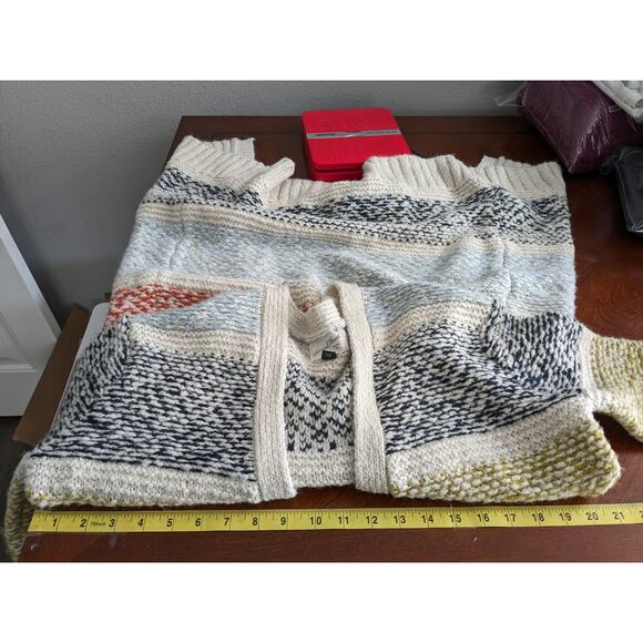 Universal Thread Wool Blend Long Cardigan S Multicolored Stripe Open Front Layer - Picture 6 of 8